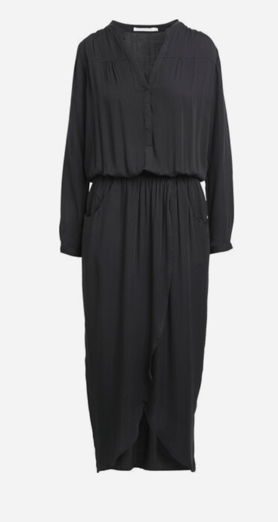 Rabens Saloner Kjole - Vera Solid Wrap Over Dress, Black 